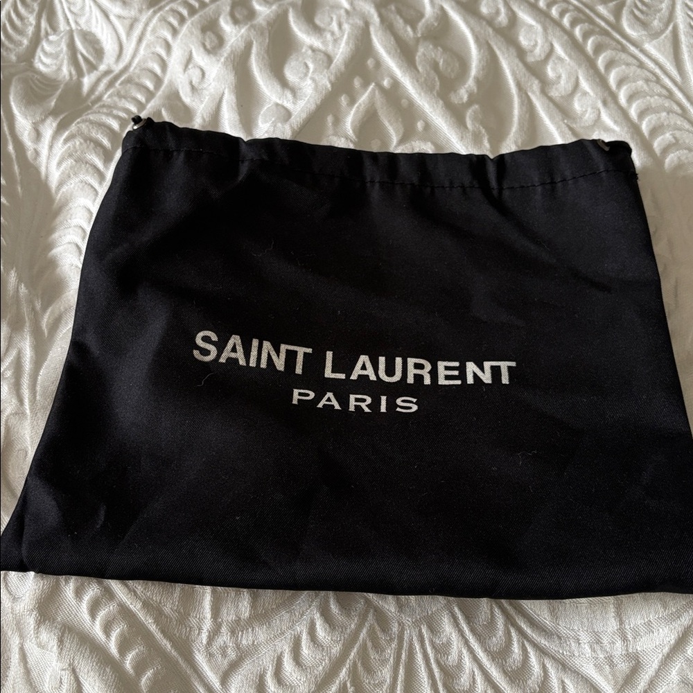 Saint Laurent Black and White Logo Pouch